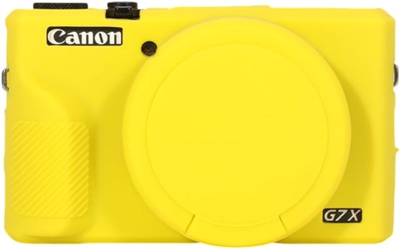 AEXUTDA Case for Canon Powershot G7X Mark III Digital Camera, G7X Mark iii Camera Silicone Case, Anti-Scratch Slim Fit Soft Skin, G7X Mark 3 Accessories with Detachable Lens Cover - Yellow - Image 1
